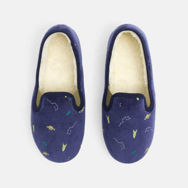 خُفَّان ببطانة من الفرو وبرسومات لمركبة فضاء، للفتيان